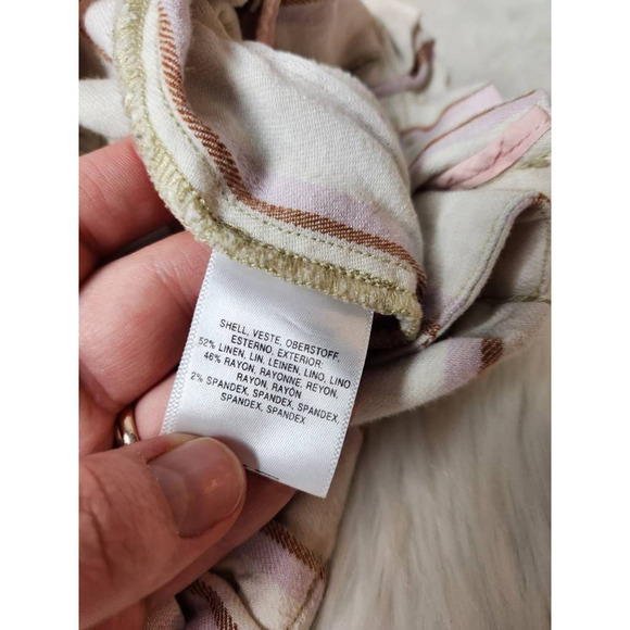 Anthropologie Womens Paperbag Shorts White Red Stripe Stretch Pull On‎ Pockets 4 - Picture 6 of 6